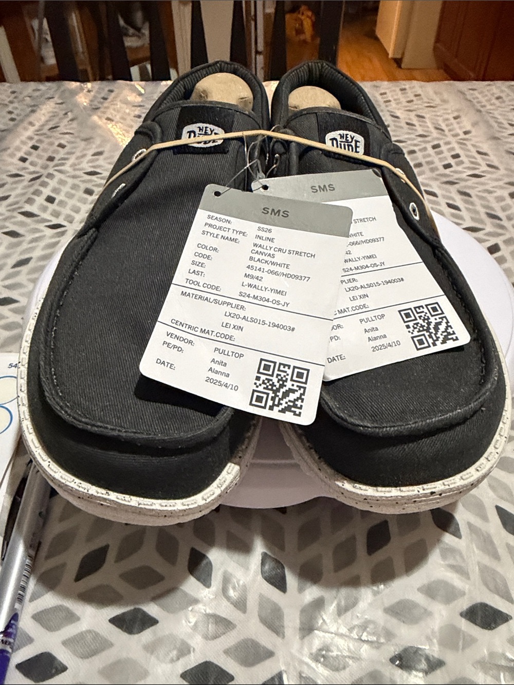 Hey Dude Black Canvas Casual Slip-On Loafers